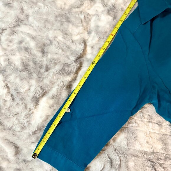 Fidaze 100% Linen Button Down Shirt Teal Blue 3/4 Sleeve Size Large - Picture 5 of 10